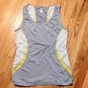 Lucy activewear Tech Endurance Reflective Tank Gray Yellow White Mesh Sz…
